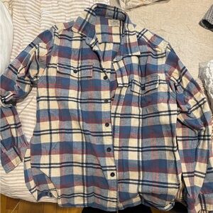 L.L. Bean Blue and Red Plaid Casual Button Down Shirt Flannel